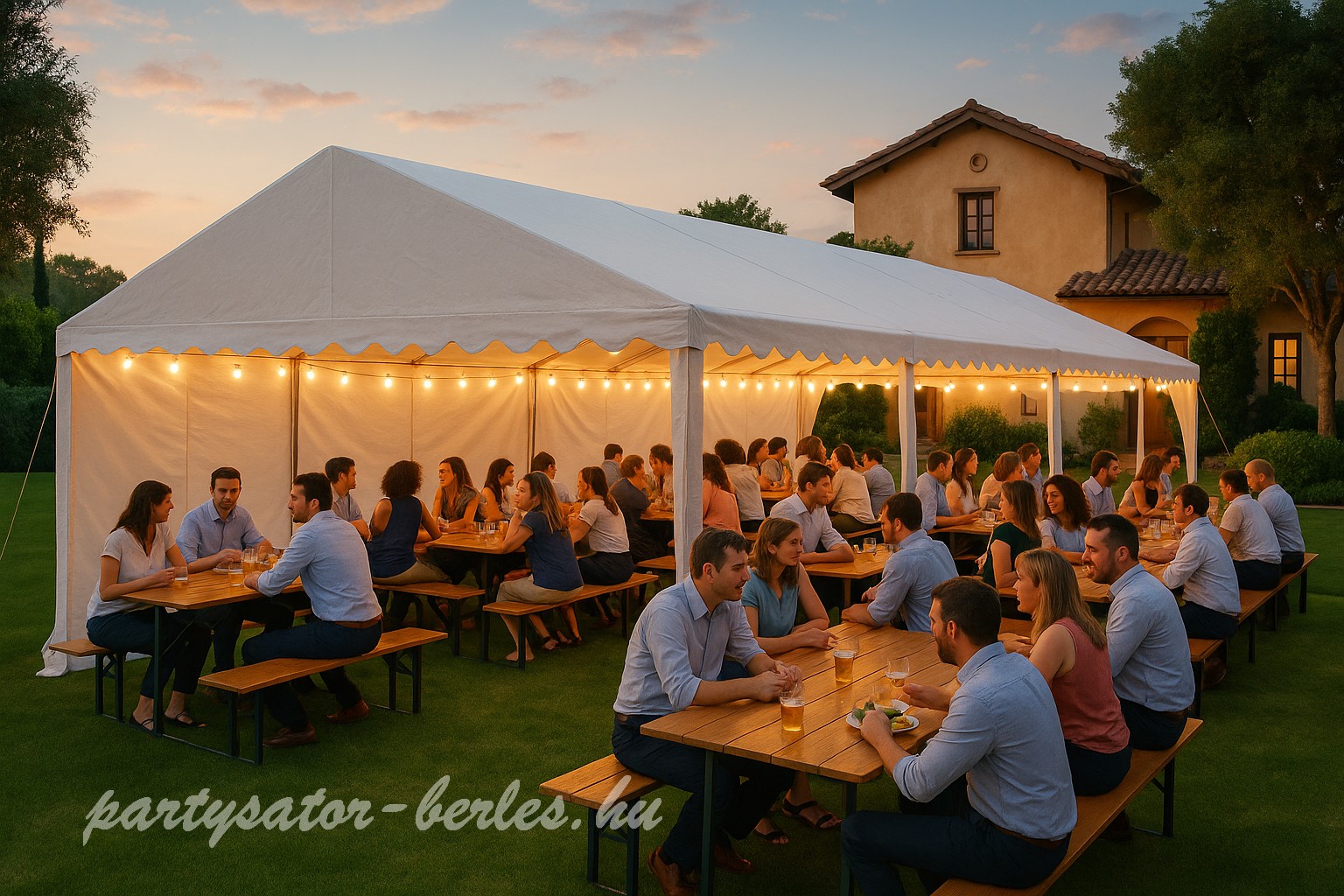 Rendezvénysátor bérlés 6x12m 3,1m magas prémium kivitelben