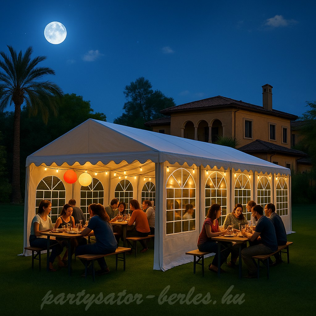 Kerti Party Sátor 5x10m PVC Prémium Tűzálló